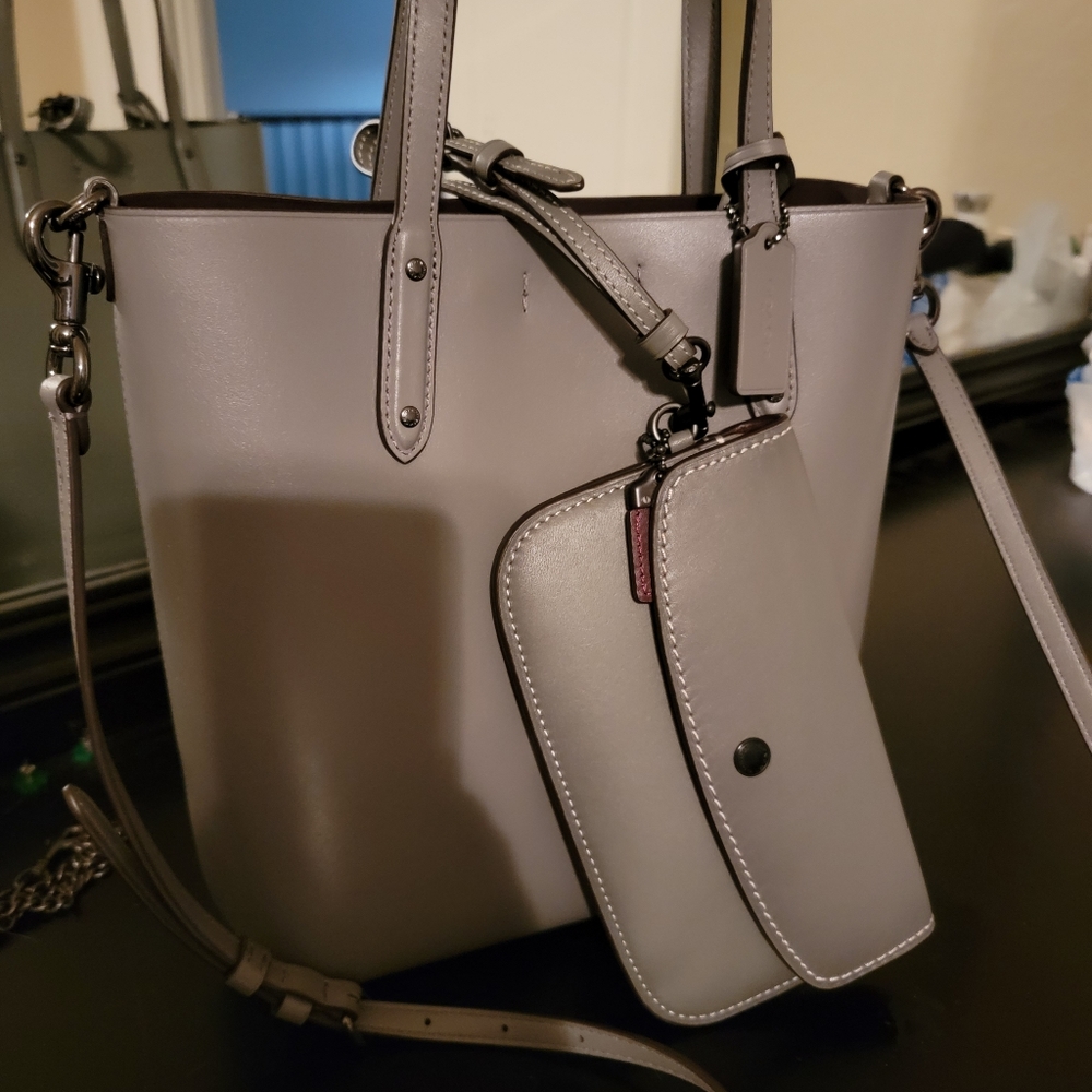 Coach Grey Handbag with matching wristlet